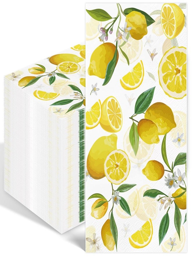 IANFEPH 100PCS Yellow Lemon Paper Napkins 3 Ply Lemon Floral Disposable Hand Towels for Bathroom,Summer Fruit Decorative Guest Napkins for Home Kitchen Tea Party Weddings Birthdays Baby Shower - Image 1